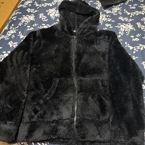 Black Faux Fur Hooded Jacket